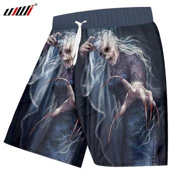 

UJWI 2018 Summer Fashion Men Casual Shorts Print Banshee Witch 3D Board Beach Shorts Homme Elastic Waist Drawstring Trousers 5XL