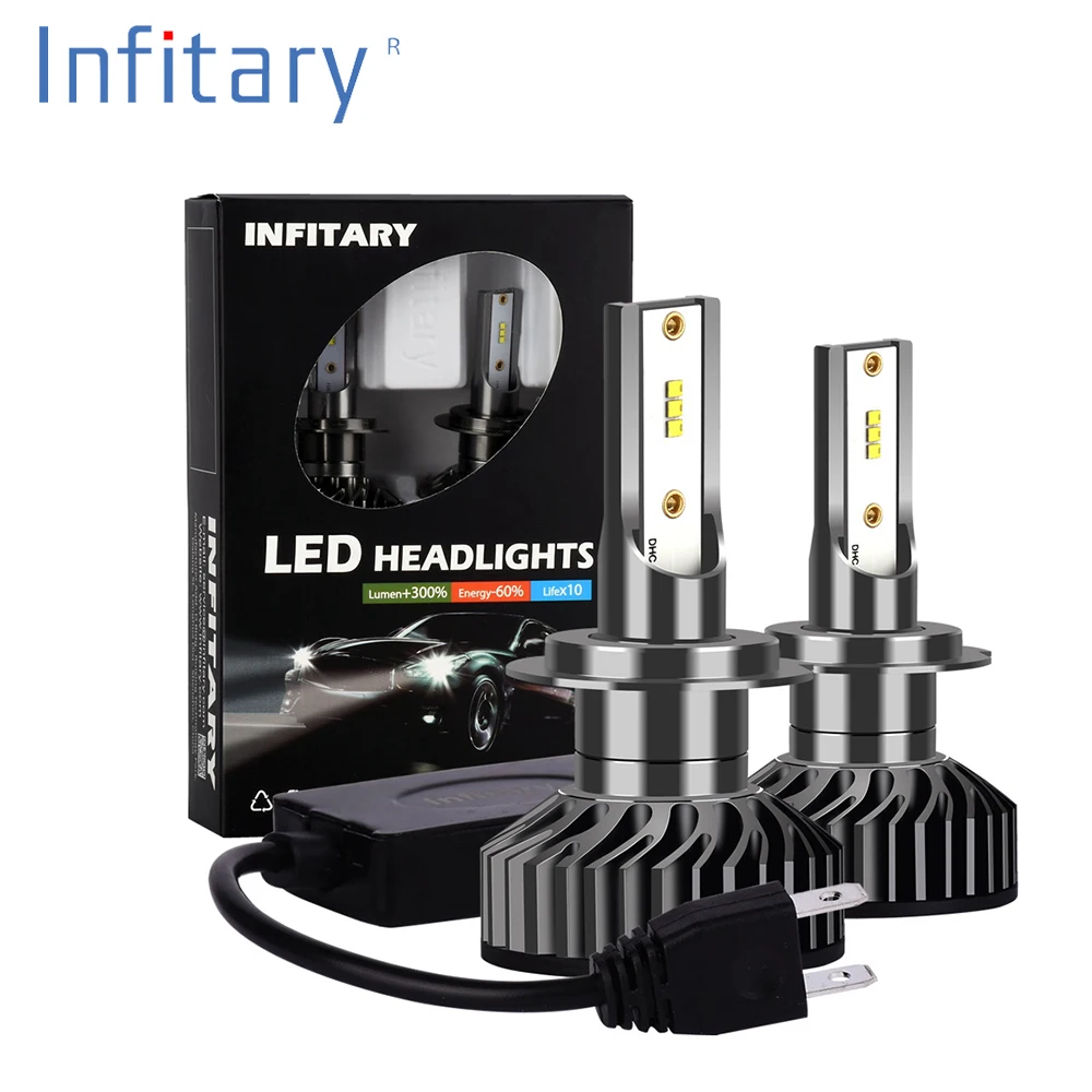 

Infitary 2pcs H4 LED H1 H11 9005 9006 H7 LED Car Headlight 72W 8000LM Auto Headlamp Light Bulb Fog Lights White 6500K 12V Lamp