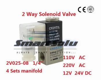 

Free Shipping 1/4" bsp 2 Way 2 Position Pneumatic Solenoid Air Valve Aluminium 2V025-08 12V 24V dc ac 110V 220V