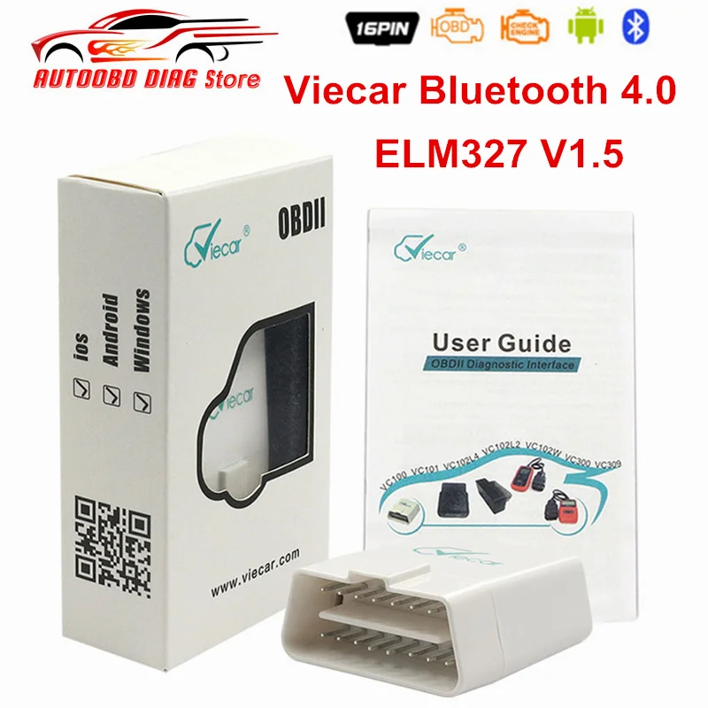 Лучший ELM327 V1.5 Viecar 4 0 Bluetooth для IOS / Android OBD2 диагностический сканер инструмент ELM 327 V4.0