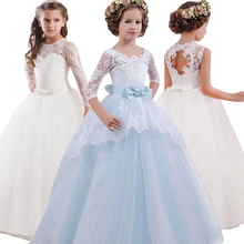 Детское белое платье подружки невесты с цветочным узором для девочек на свадьбу вечерние платья детское платье принцессы Одежда для девочек-подростков 6, 8, 10, 12 лет