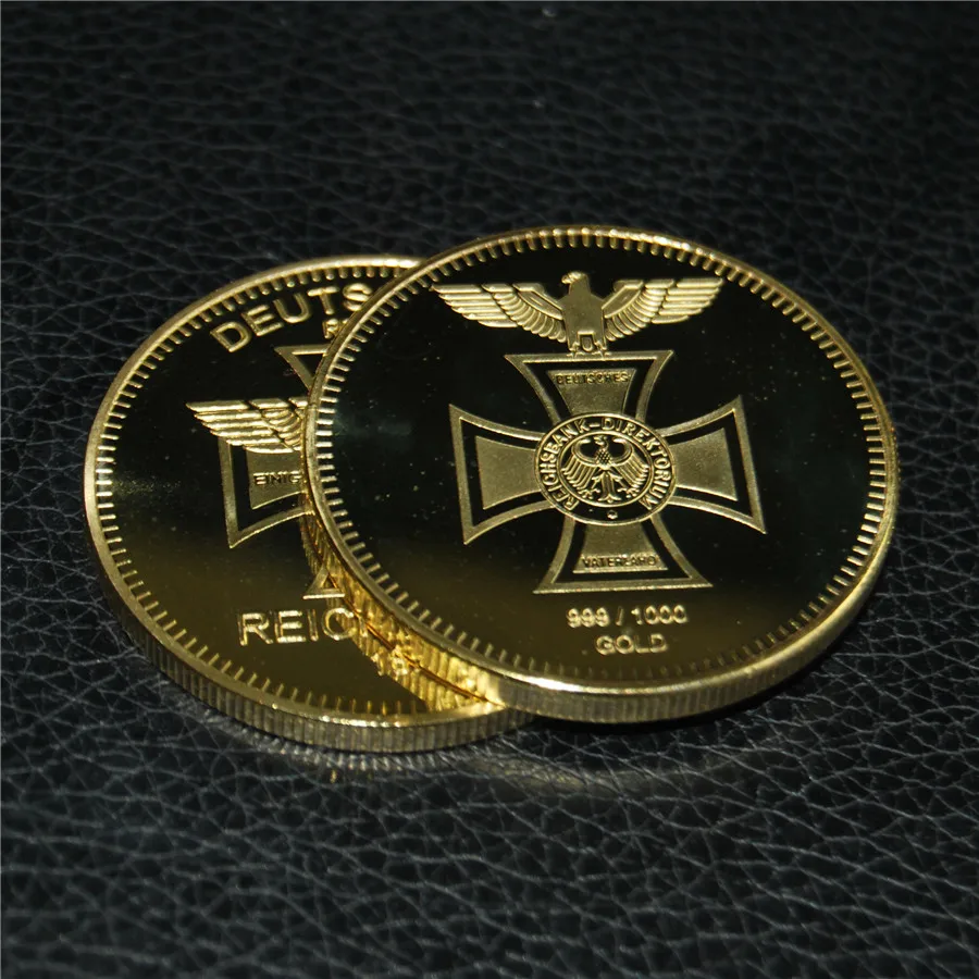 24KT Bullion German Coin 24K Gold Plated Clad DEUTSCHES EAGLE REICHSBANK 1871 Germany Round Coins (17)