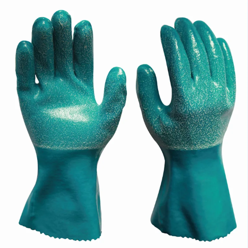 Нитриловые маслостойкие рабочие перчатки черновато-зеленые износостойкие противоскользящие плоские перчатки промышленные ручные перчатки для рабочих