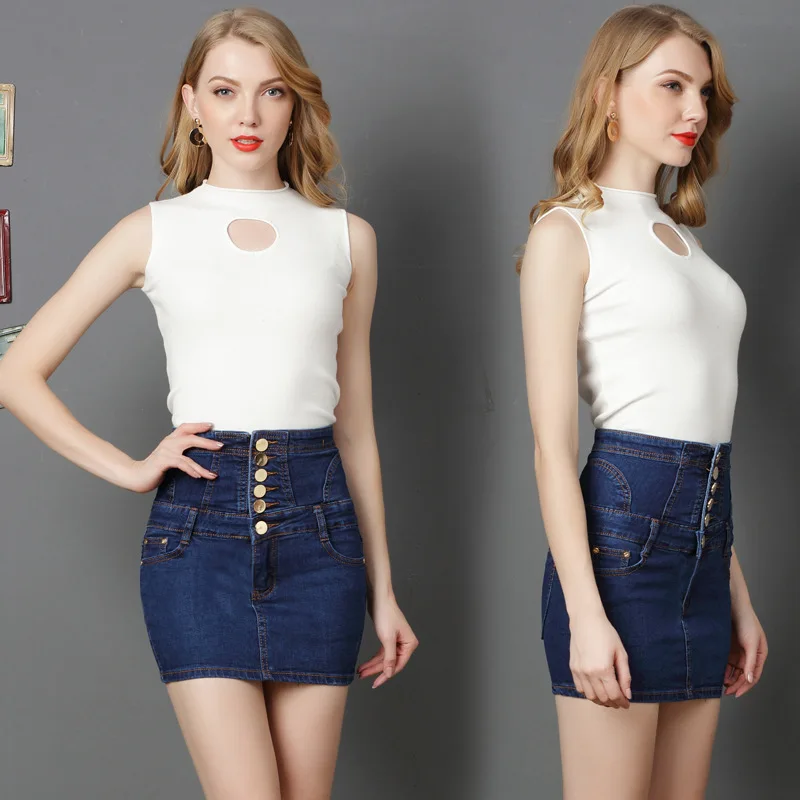women's plus size denim mini skirt