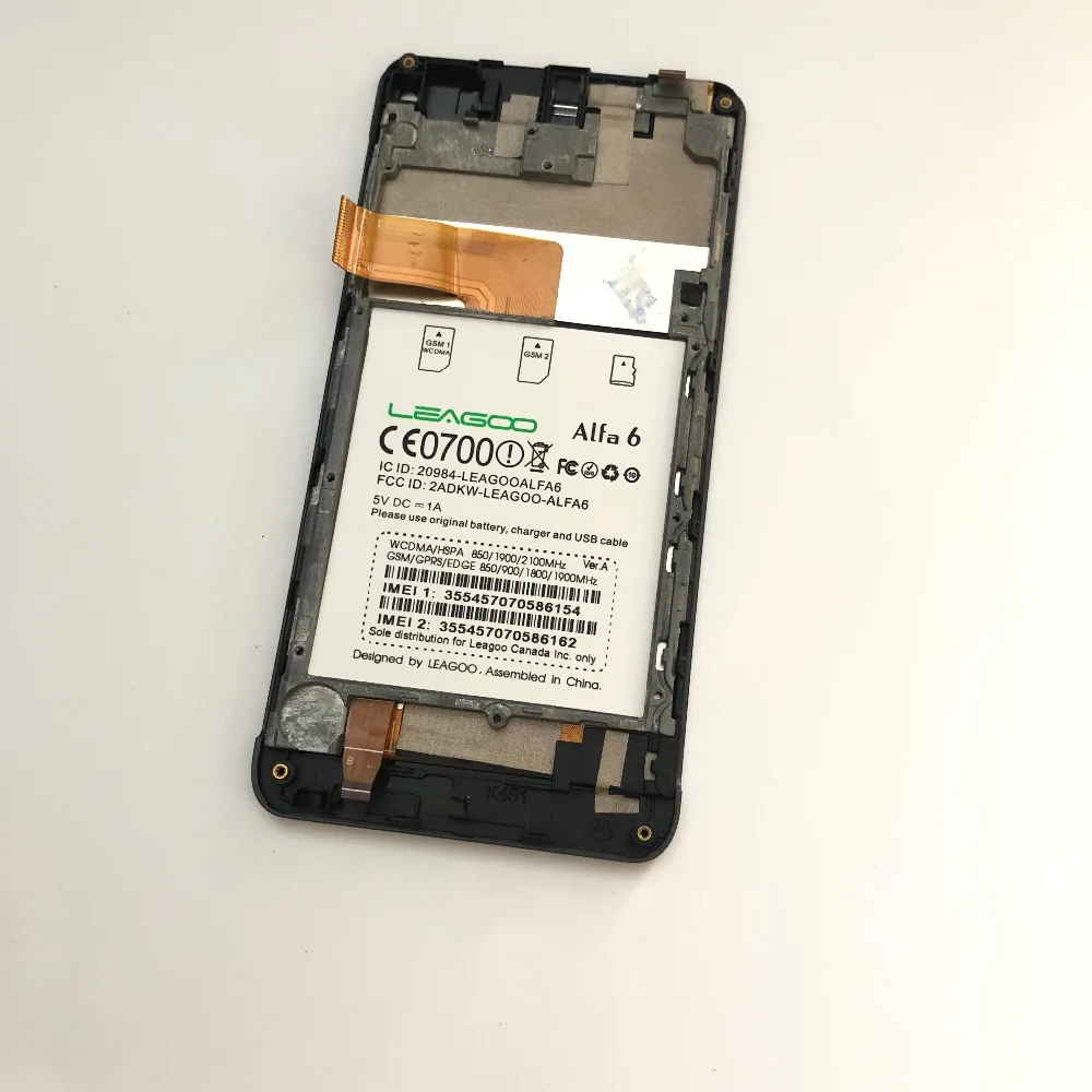 Б/у ЖК экран + сенсорный рамка для смартфона Leagoo Alfa 6 MTK6582 Quad Core 4 5 &quotHD 854x480|Экраны
