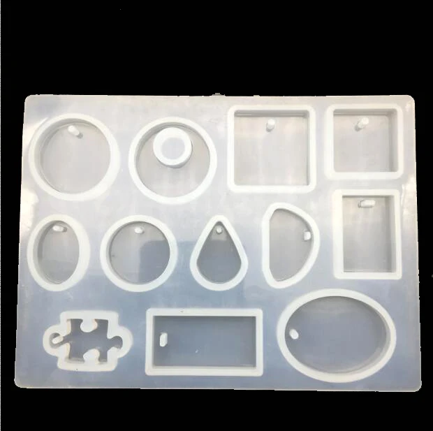 

12 Designs jewelry making Pendant silicone Mold Resin Silicone Moulds handmade tool geometry molds Square Round drop with hole
