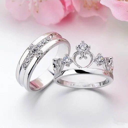 pair white gold filled 925 silver wedding rings set his and her promise ring couple wedding - White Gold Wedding Rings For Her pair white gold filled 925 silver wedding rings set his and her promise ring couple wedding - White Gold Wedding Rings For Her
