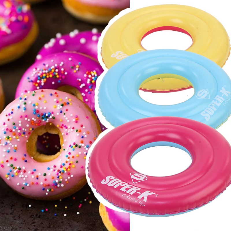 Donuts Candy Color Inflatable Swimming Ring PVC Fish Shape 60*55CM