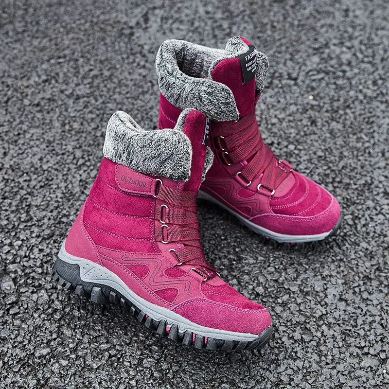 Уличные кроссовки, походная обувь для женщин, кожаные горные треккинговые ботинки, зимние треккинговые ботинки для альпинизма x093