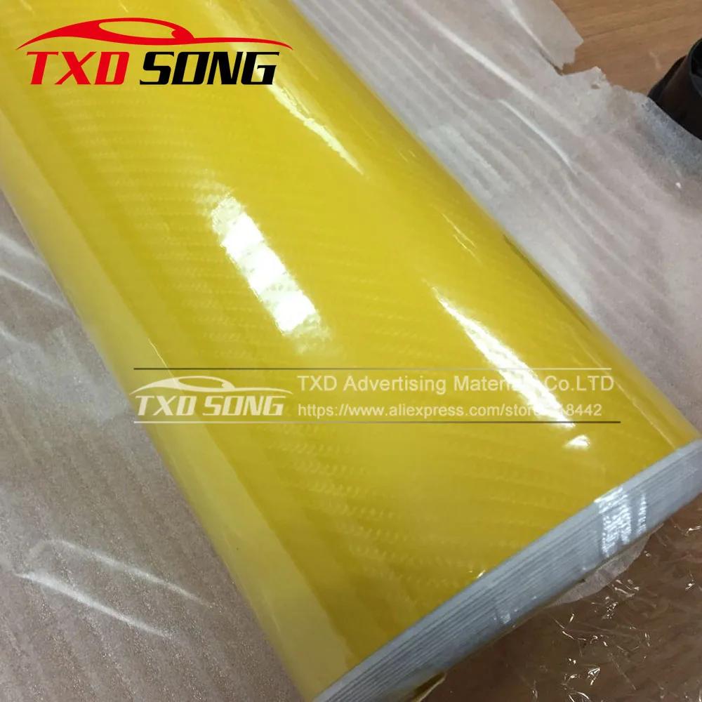 

Premium quality Glossy Yellow 5D Carbon Fiber Vinyl film Colored Glossy Carbon Fiber Vinyl Film Auto Wrapping Vinyl Wrap Foil