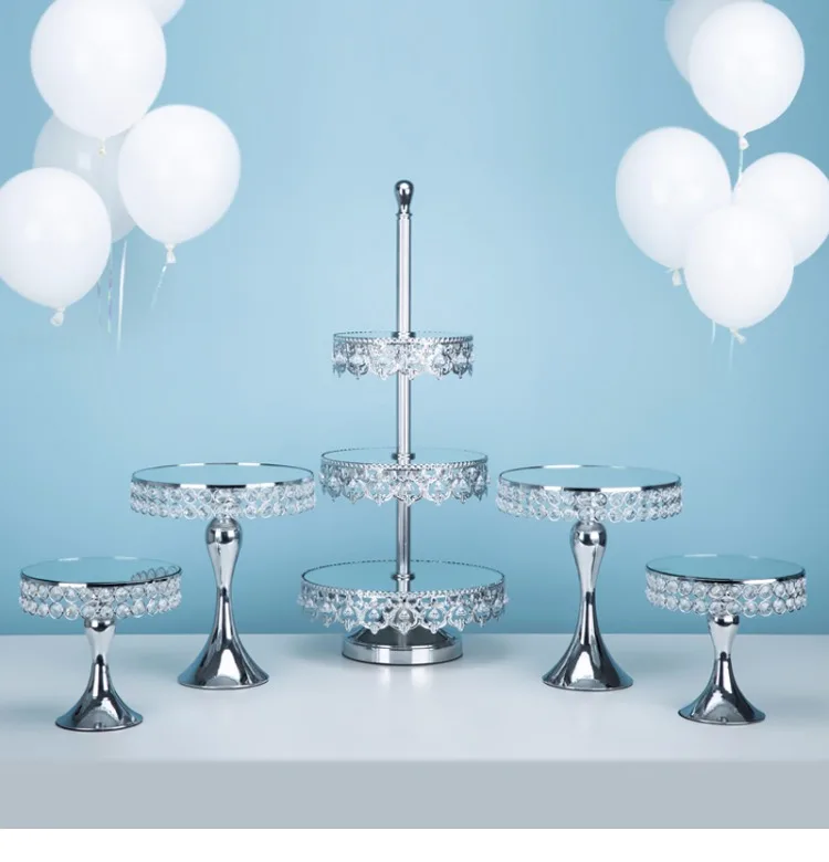 Великолепная с украшением в виде кристаллов Серебристые стенд кекса зеркало 2/3 ярусов Instagram для десерт на вечеринку, свадьбу стола для торта инструменты для украшения торта