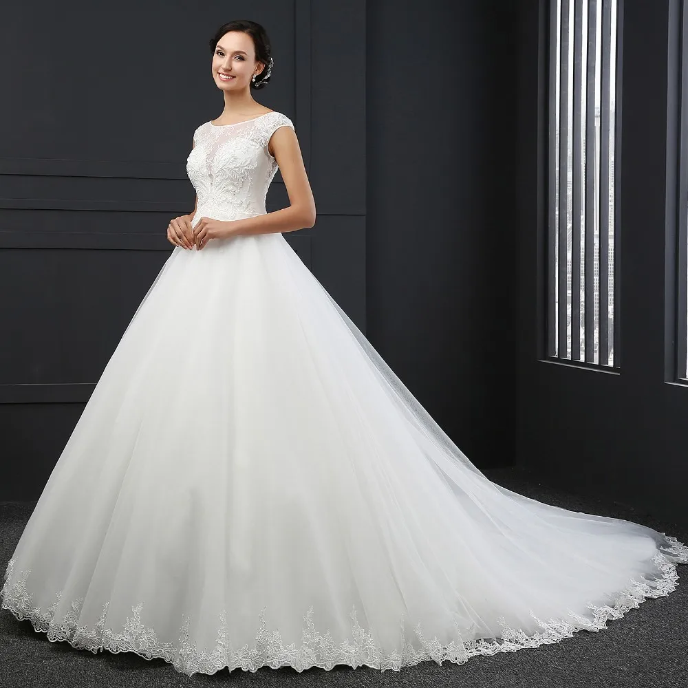 MZ-0031 New Arrival Princess Wedding Dress Custom Made Sequins Cap Sleeve Bride Dresses Tulle Wedding Dresses 5