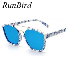 RunBird, роскошные брендовые солнцезащитные очки для женщин, Летний стиль, Винтажные Солнцезащитные очки кошачий глаз, женские дизайнерские зеркальные линзы, солнцезащитные очки R008