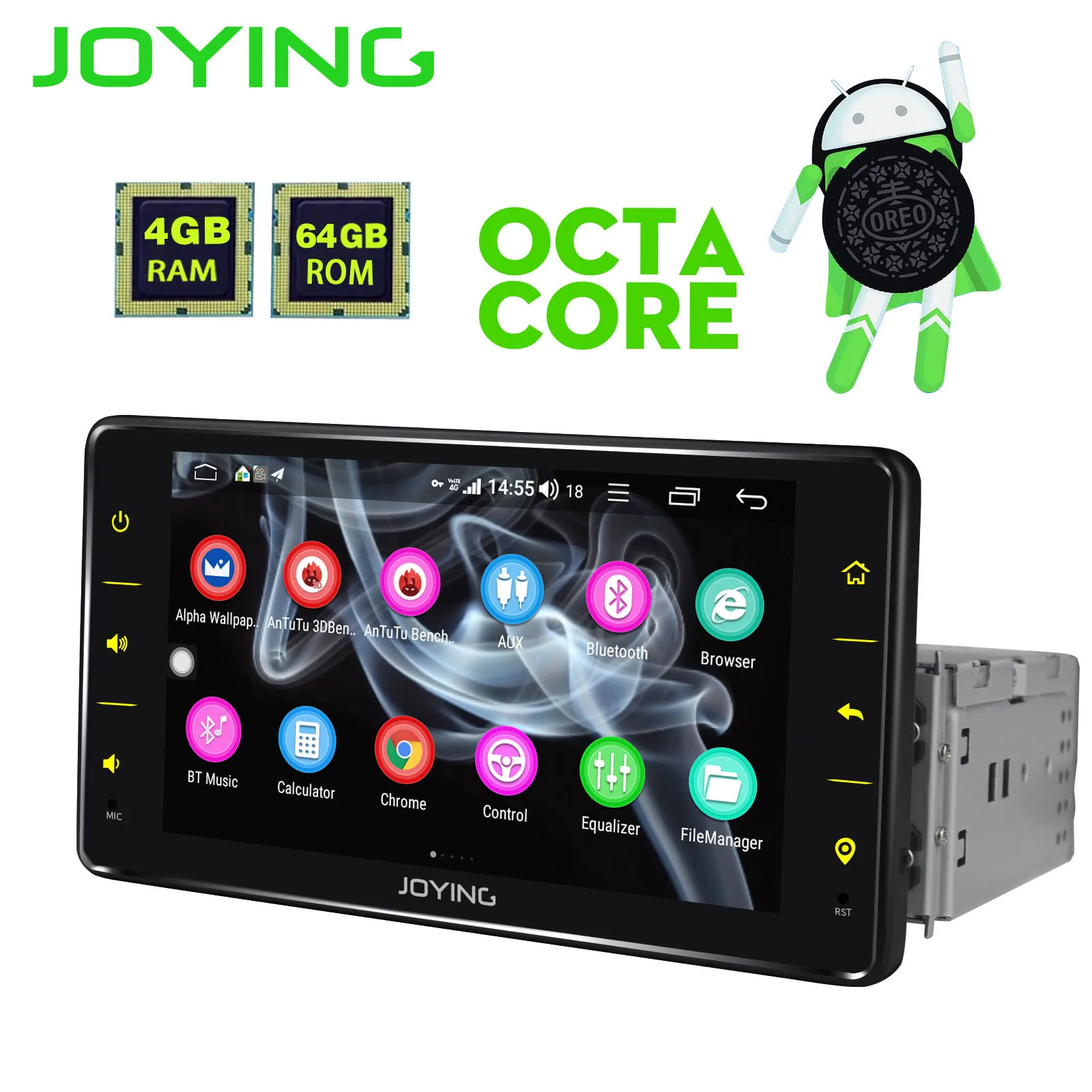  JOYING 1 din 4+64GB Android 8.1 radio cassette player 6.2