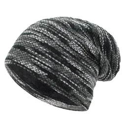 AETRUE Soft Striped Knit Beanie - Unisex Warm Winter Hat - One Size (Gray)