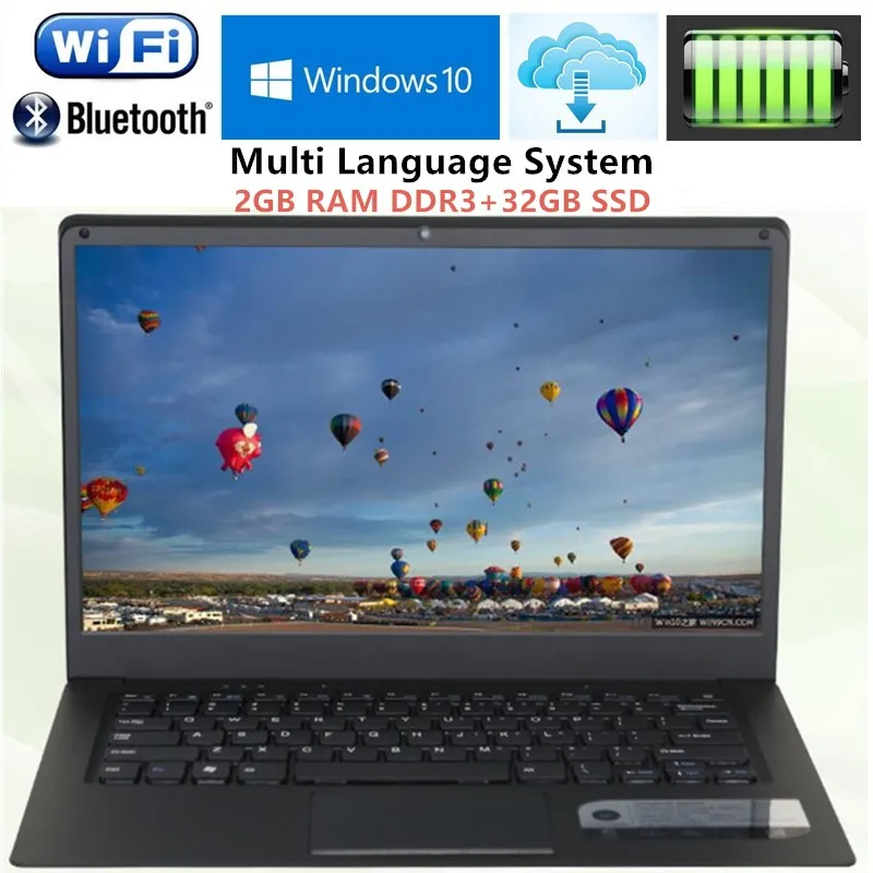 

2GB RAM+32GB EMMC 14.1inch 1366x768P Ultrabook Computer Intel Atom X5-Z8350 Windows10 Ultra slim Laptop with WIFI HDMI Notebook