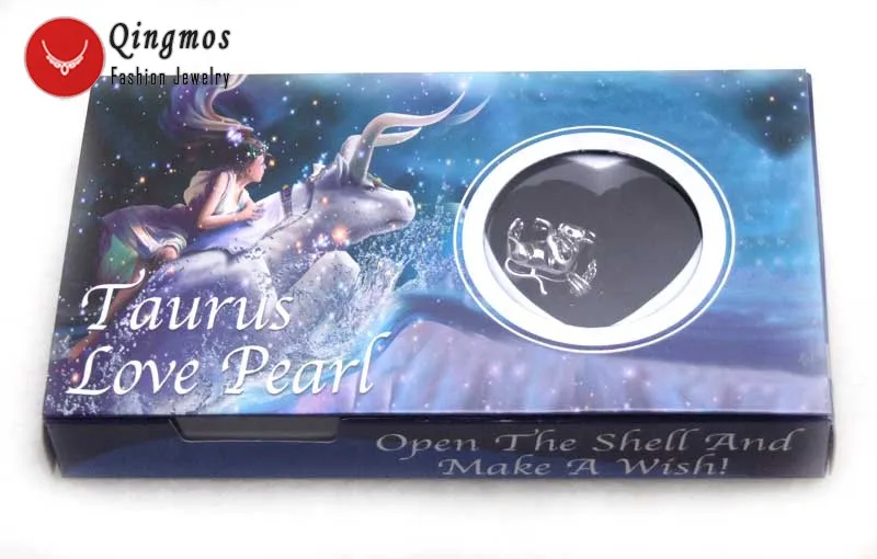 Qingmos Созвездие желаний жемчужина одна коробка зодиакальная подвеска телец ожерелье с Oyster Love жемчужные Чокеры женское ожерелье-wh3633