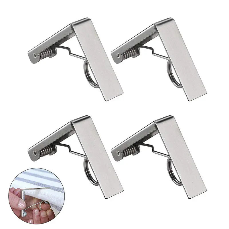 4Pcs Stainless Steel Table Cloth Clips Adjustable Fixed Clips Home