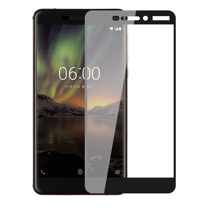 3D закаленное стекло для Nokia 6 2018 Полное покрытие экрана Взрывозащищенная защитная