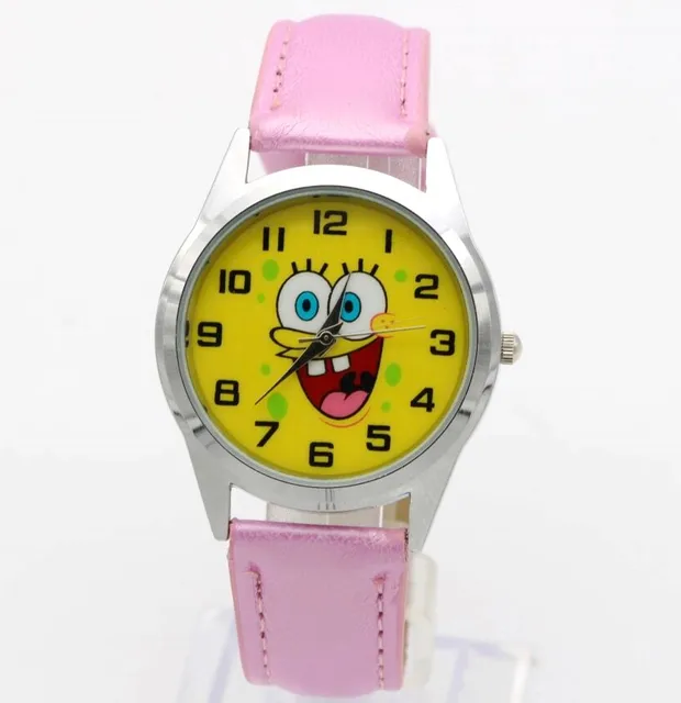 Spongebob dial boys and girls cute cartoon leather strap quartz watch child love Spongebob dial boys and girls cute cartoon leather strap quartz watch child love