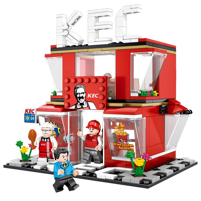 

Sembo 601018 Fried Chicken Shop Fast Food Restaurant Streetscape Building Blocks Bricks Model Educational Toys