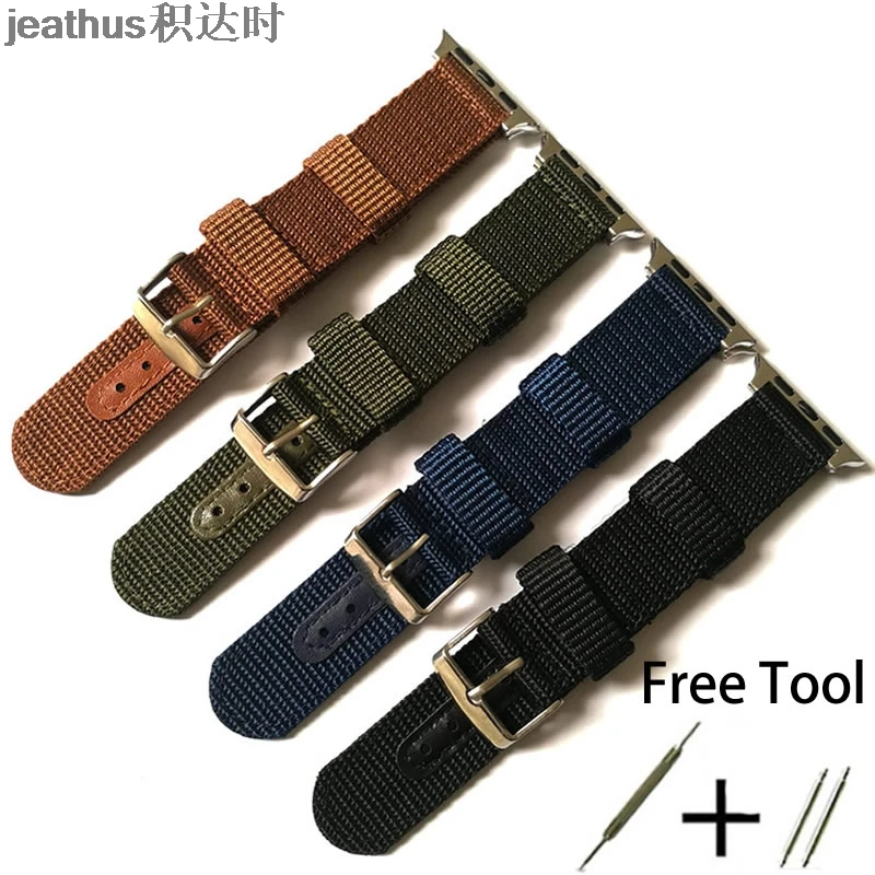 Ремешок Jeathus для наручных часов apple watch Series 1 2 3 нейлоновый тканевый браслет iwatch 38 42