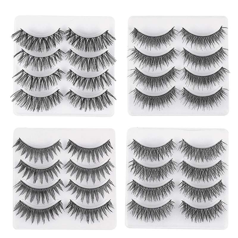 4 Pairs 3D Handmade Lashes Synthetic Eyelash Extensions Natural Lash