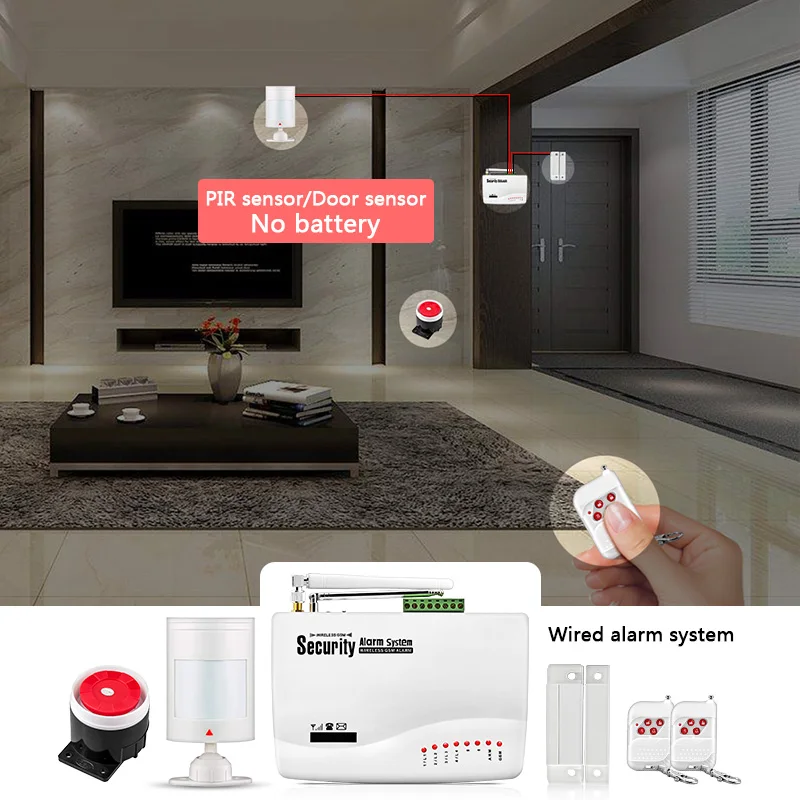 FUERS inalámbrica GSM sistema de alarma antirrobo casa inteligente garaje Detector Sensor de movimiento/Rusia Inglés voz de seguridad Dial Auto DIY kit de