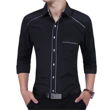 Бренд, модная мужская рубашка, топы с длинными рукавами, негабаритная деловая рубашка, Мужская Однотонная рубашка, приталенная Мужская рубашка 3xl