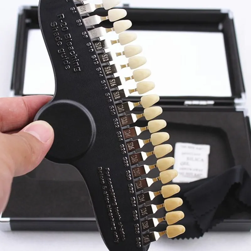 

20 Colors Dental Whitening 3D Shade Guide Color Comparator With Mirror For Professional Cold Light Tooth Whitening Material