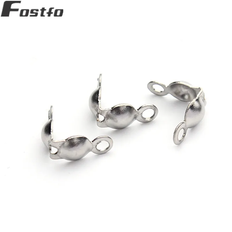 

50pcs/lot Stainless Steel Crimp Clasp Hook Silver End Caps Beads for Ball Chain Necklace Connector DIY Jewelry Making Supplies