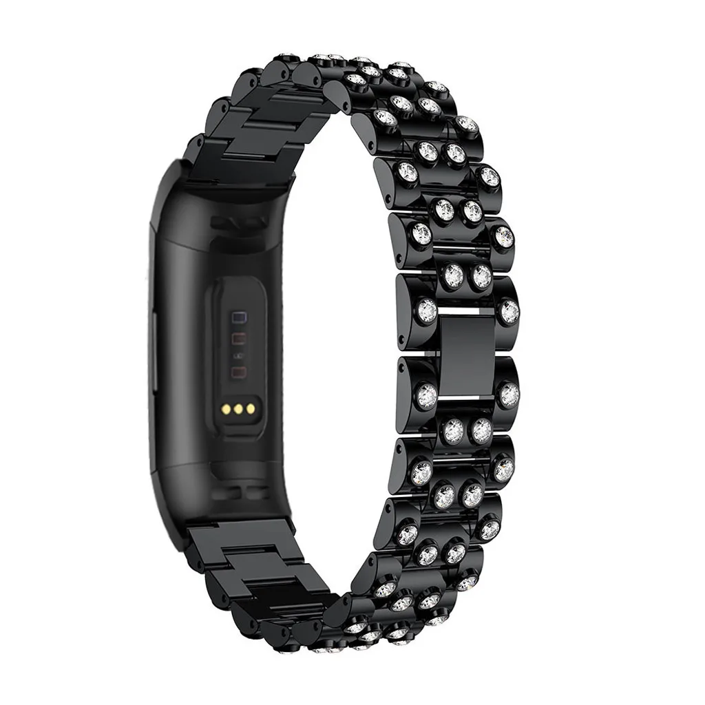 HIPERDEAL соединитель из нержавеющей стали кристалл браслет 135-208 мм Смарт часы ремешок для Fitbit Charge 3 19Feb14