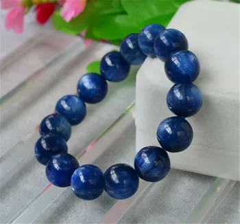 

16mm Genuine Blue Natural Kyanite Gemstone Bracelets Women Men Power Crystal Round Bead Stretch Bracelet