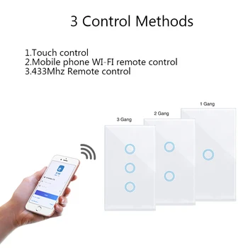 

Touch US Wifi Wall Touch Switch 433Mhz WIFI Wireless Remote Light Relay App Control Work with Alexa Google Home