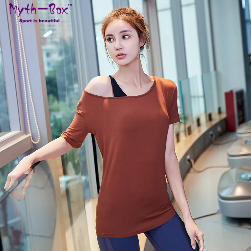 

Women Yoga Shirts Loose Running Shirt Solid Fitness Elastic Dance Tshirt Sexy Sport T-shirt Training Tee Tops Gym Workout Blouse