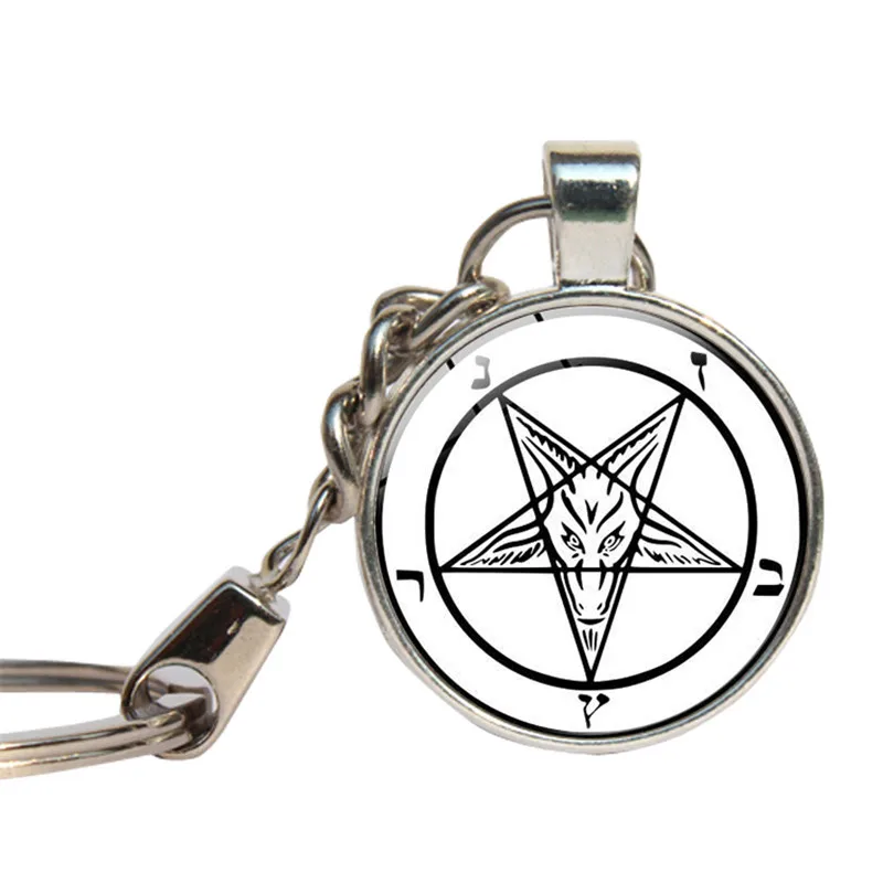 Сатана Коза брелок со стеклянным кабошоном Talmud Baphomet круг религиозный дьявол