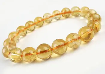 

FREE SHIPPING Wholesale 100% Natural Yellow Citrine Crystal Quartz Round Bead Bracelet 9 mm