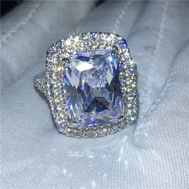 Vecalon, принцесса, кольцо, 925 пробы, серебро, 6ct, AAAAA, Cz, обручальное кольцо, кольца для женщин, свадебные ювелирные изделия на палец