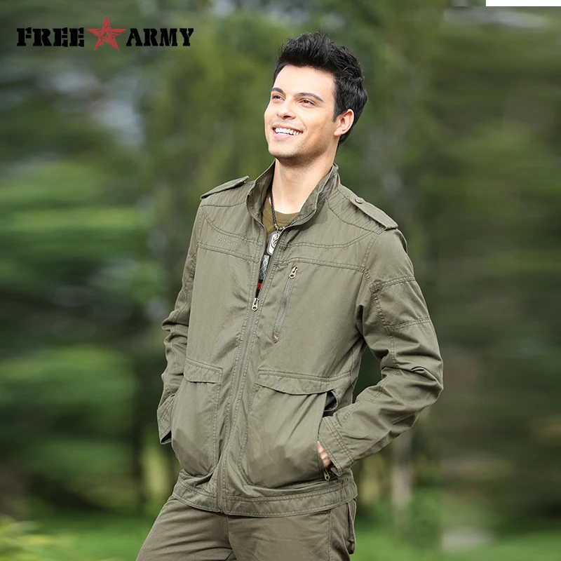 

Brand Quality Mens jackets Army Green Stand Collar Jackets Zipper Regular Blank Autumn Jackets And Coats Men's Clothing MS-623