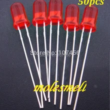 50 шт. 5 мм красный ультра яркий рассеянный Светодиодные лампы Новые 5 мм светло-светодиод 5 мм красный объектив круглый 5 мм широкоугольный светодиоды