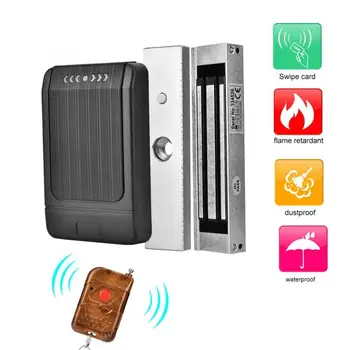 

019ID RFID Door Access Control System With Magnetic Lock Remote Control Exit Button 10 Keyfobs
