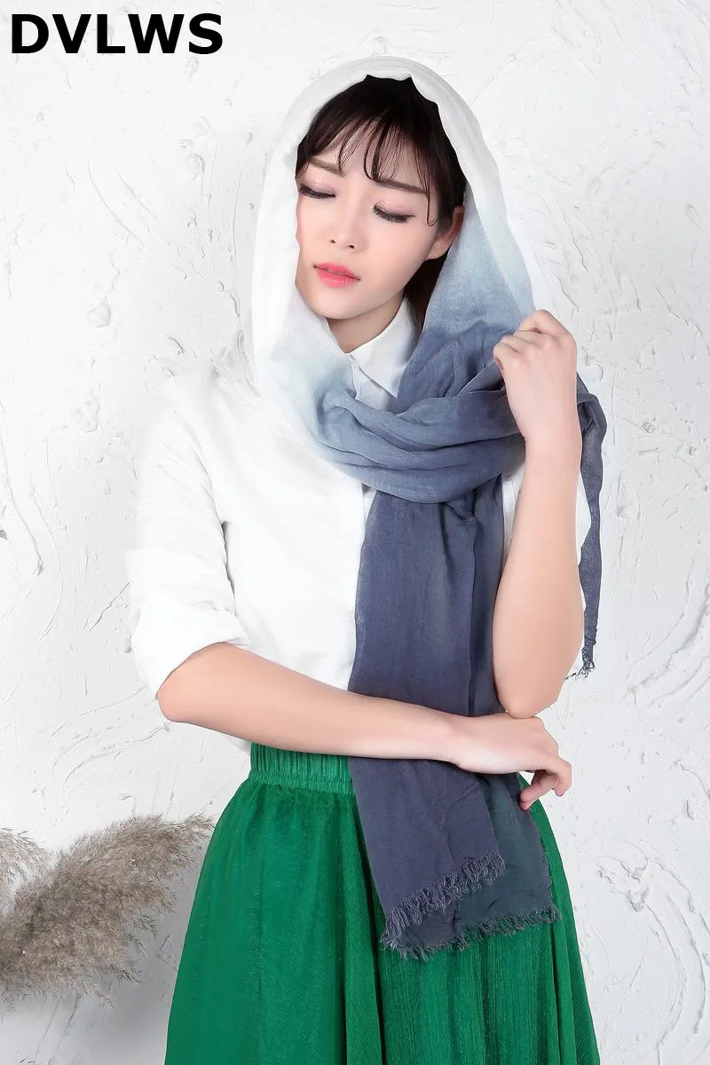 

European Japan and South Korea Modal Gradient Color Scarves Women Autumn and Winter Hanging Dye Scarf ladies Head Scarf