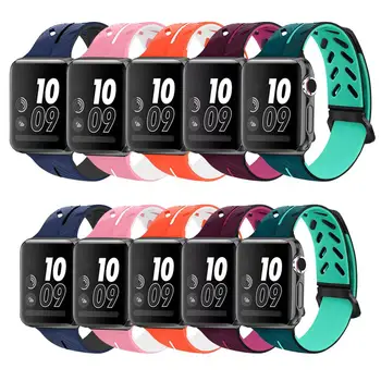 

For Apple Watch 4 Universal Two-color Silicone Sports Watch Band Wrist Strap For iWatch Accessories Replacement Wristband Straps