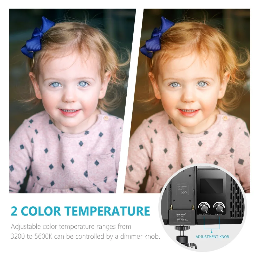  Neewer Photography Super Slim Bi-color Dimmable LED Video Light with LCD Display - 32881736958