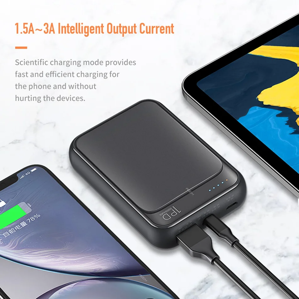 ROCK PD QC 3,0 10000 мАч Мини банк мощности 18 Вт внешняя батарея USB PD type C быстрая зарядка банк питания для iphone samsung S10