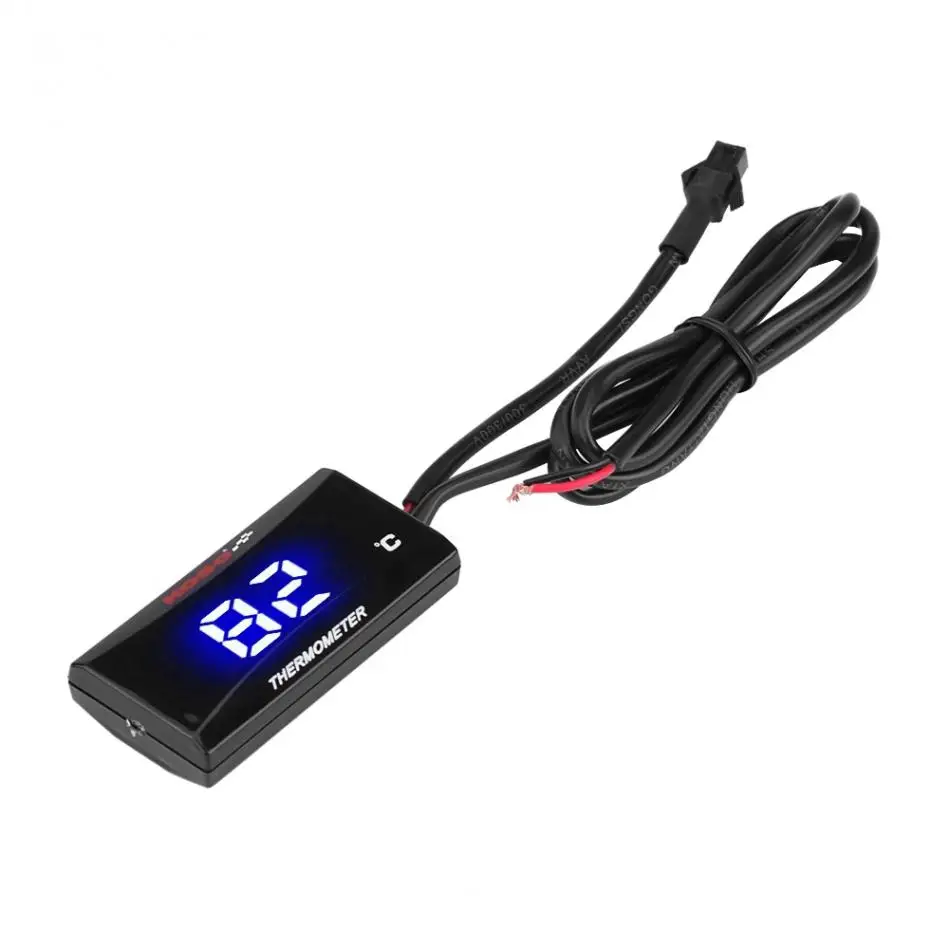 Цифровой термометр для воды и масла для мотоцикла 12 В, измеритель температуры воды, светодиодный индикатор, синий светильник