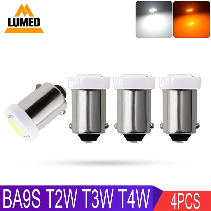 

4x Car BA9S 3SMD 7020 LED T4w H6w Bulbs Interior Lamps Car Light Source 363 1895 233 White Amber DC 12V