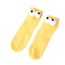 Забавные носки для женщин, стереоскопические лоскутные носки с большими глазами, хлопковые уличные дышащие женские носки средней длины с рисунком