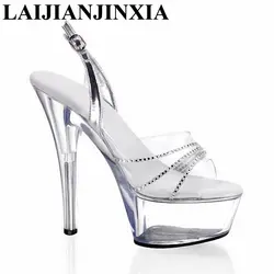 Сексуальная танцевальная обувь laijianjinxia, серебристые, для ночного клуба, Для женщин Свадебная вечеринка Танцы женская обувь с каблуком 15 см