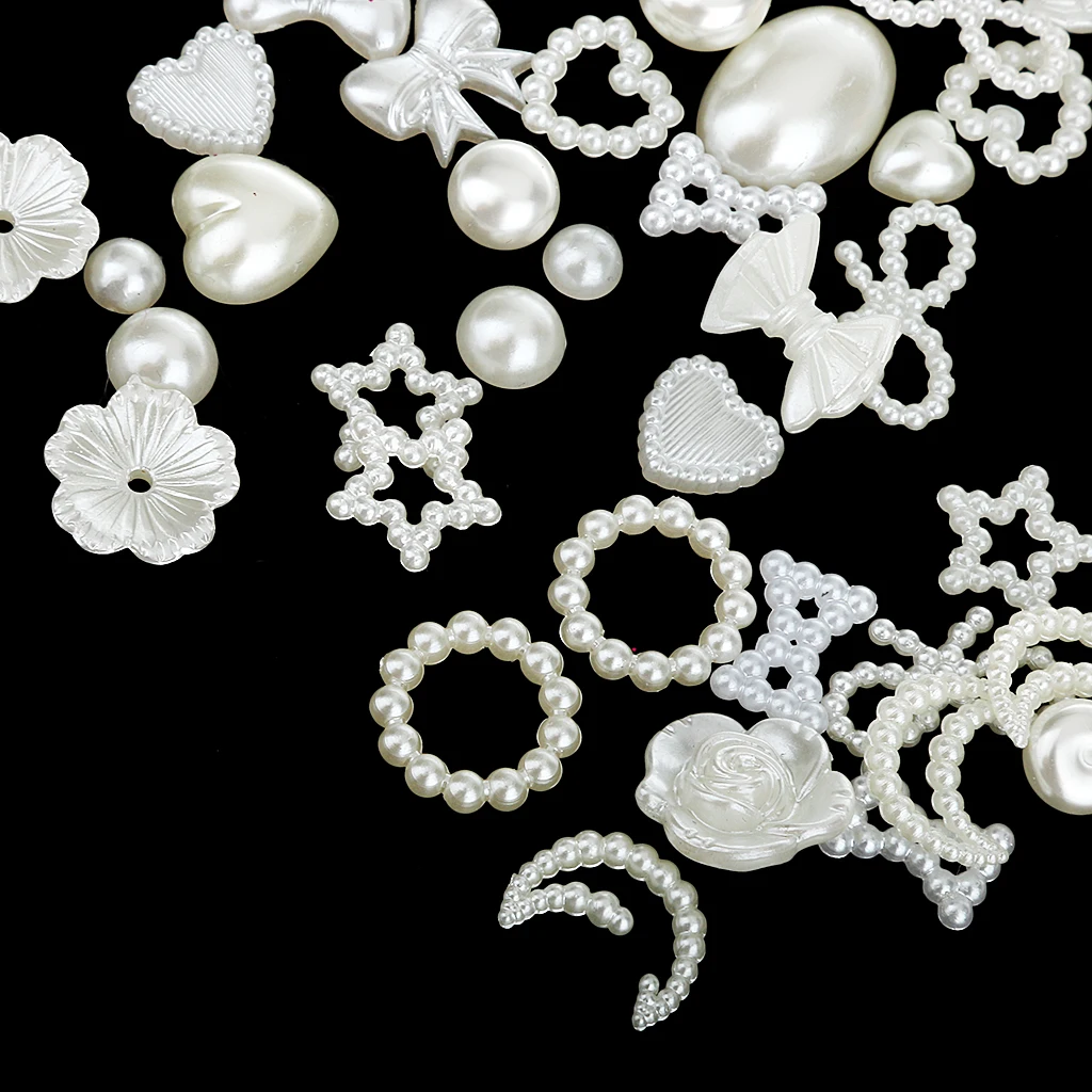 fityle 100Pcs Assorted Pearl Bead Flat Back Scrapbook for Craft for Sewing Decorating many items includin Mobile Phone Cases 